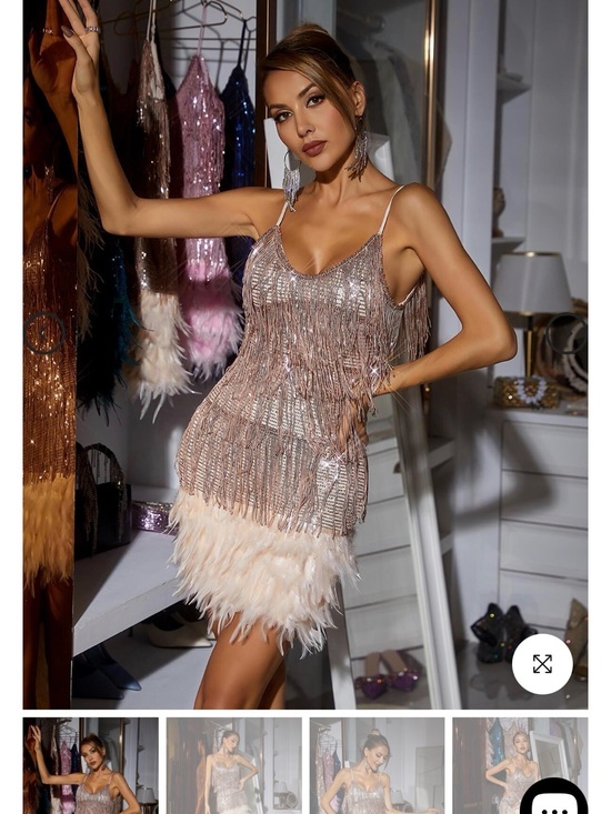 Mew Mews Dresses & Skirts - Austyn Tassel Feather Mini Dress In Champagne (new with tags, never worn)